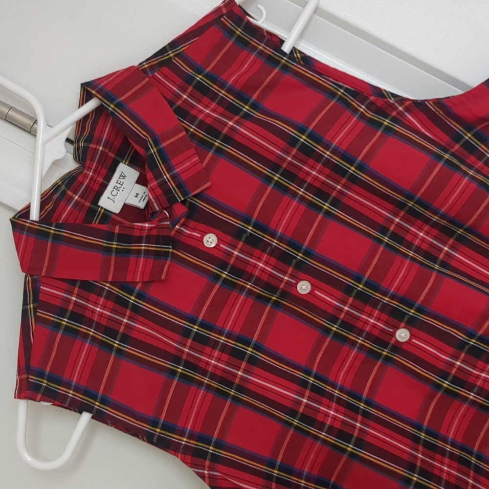 J Crew Tartan cotton poplin top in signature fit
